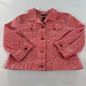 VTG Y2K Gap Jacket Womens M GapStretch Pink Corduroy Long Sleeve Trucker 04